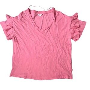 A Loves A Ruffle Sleeve Distressed Oversized Top Blouse MEDIUM Pastel Casual‎